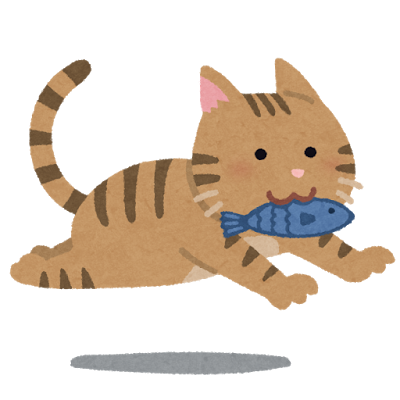 魚をくわえた猫
