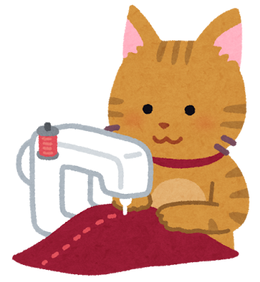 ミシンを使う猫