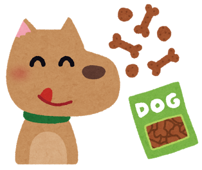 おやつを食べる犬